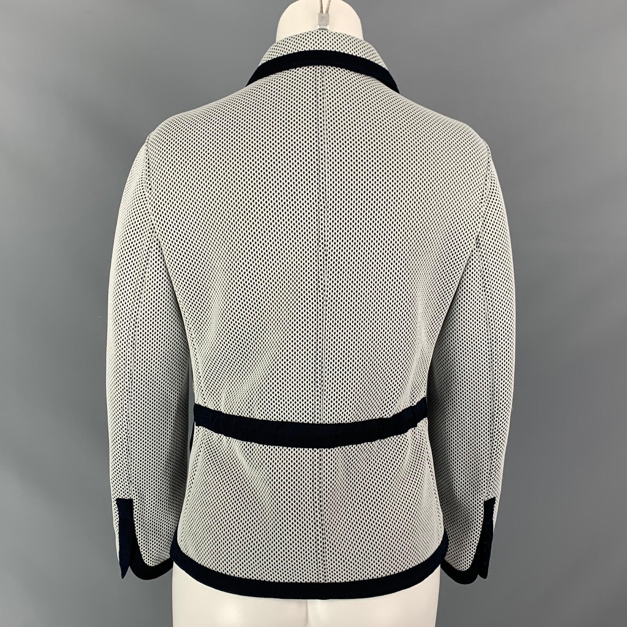 Women's AKRIS Size 6 White & Navy Mesh Polyester/ Nylon Jacket