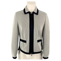 AKRIS Giacca in poliestere/nylon a rete bianca e marina taglia 6