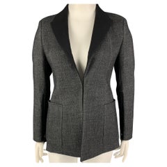 AKRIS Size 8 Black Grey Wool Nailhead Jacket Blazer