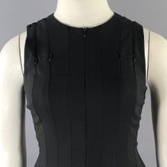 Vestido de cóctel AKRIS, talla 8, de lana negra, corte en A y hasta la rodilla