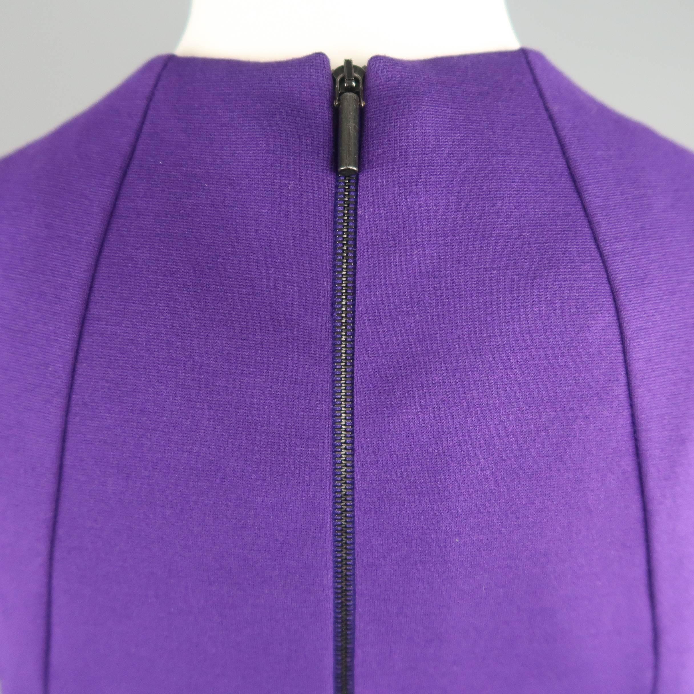 Women's AKRIS Size 8 Purple Viscose Blend Jersey Short Sleeve Dress