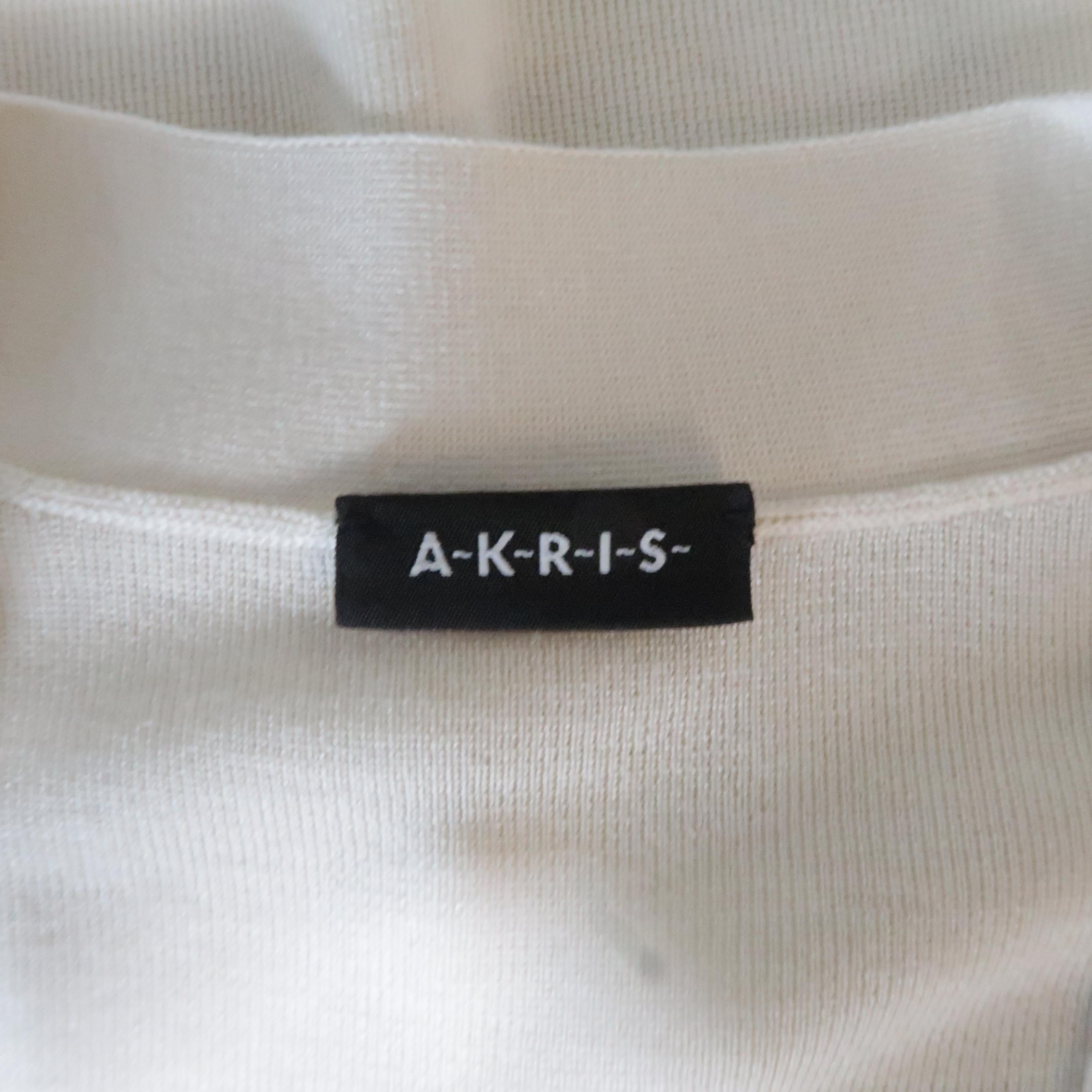Women's AKRIS Size L Cream Silk Knit V Neck Pullover Sweater