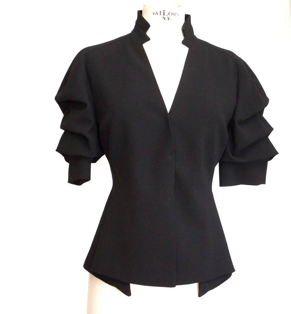 Black Akris Skirt Suit Uniquely Styled Jacket Detailed Skirt SO Chic 8
