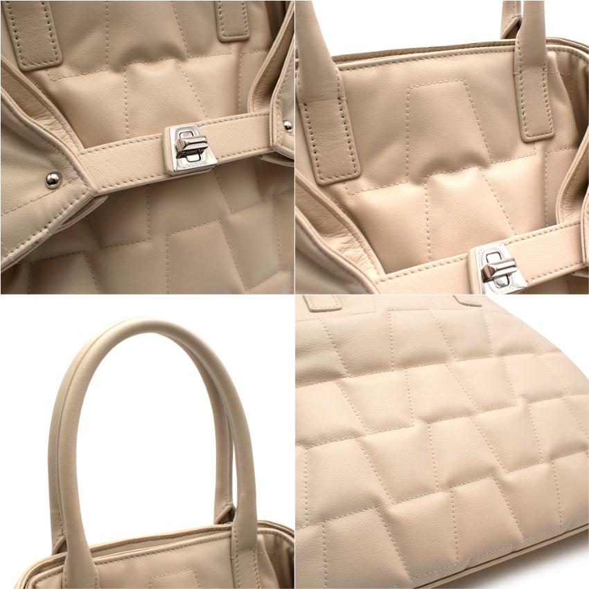 Women's or Men's Akris Small Convertible Quilted Leather AI Tote in Stucco