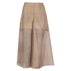 Akris - Jupe midi évasée transparente beige avec empiècement transparent S