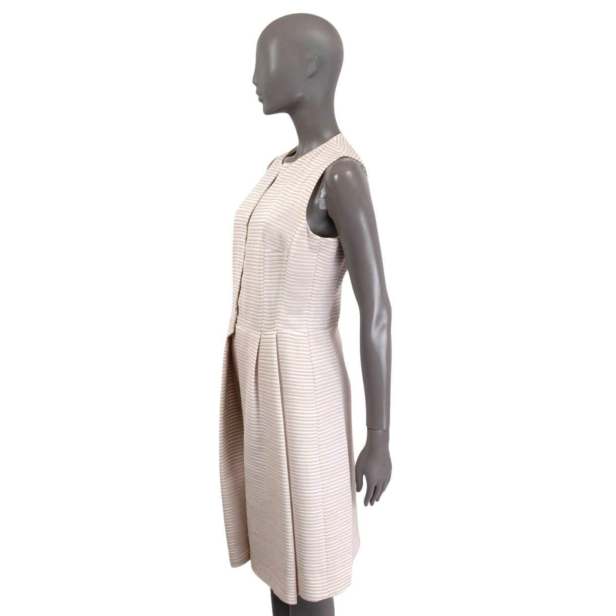 Gray AKRIS white & pink silk STRIPED WRAP Dress 38 M For Sale