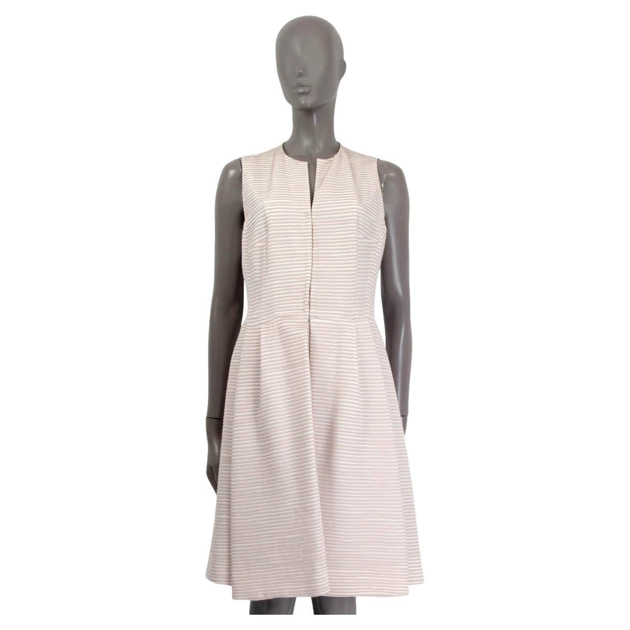 AKRIS white & pink silk STRIPED WRAP Dress 38 M For Sale
