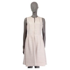 AKRIS white & pink silk STRIPED WRAP Dress 38 M
