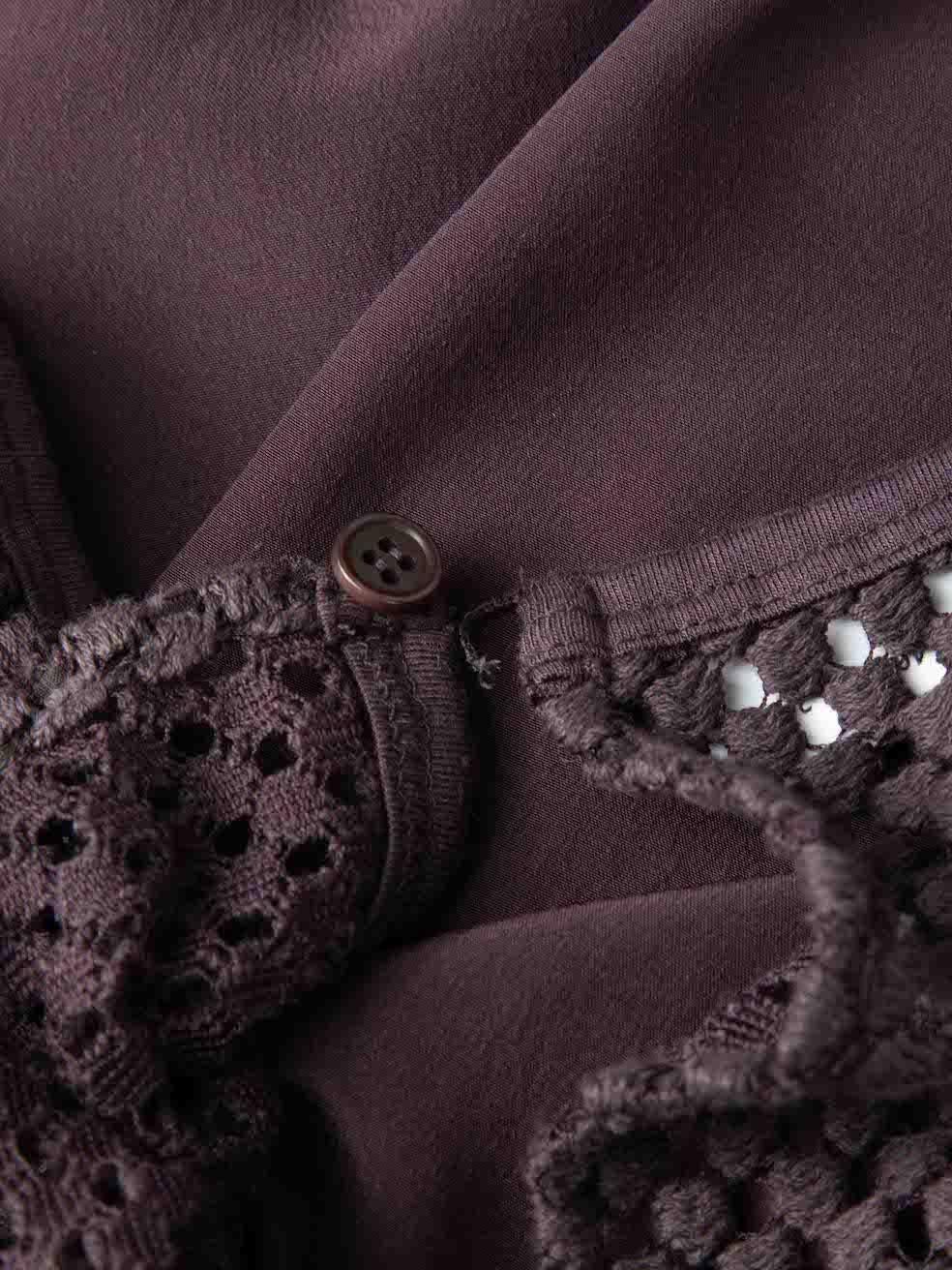 Akris Women's Purple Silk Crochet Panelled Tank Top 1