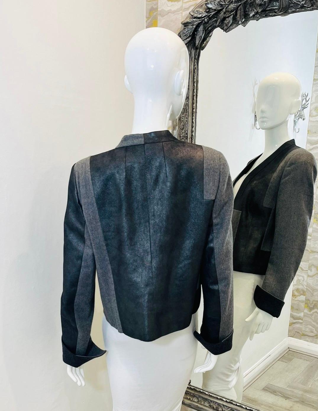 Akris Offene Jacke aus Wolle und Leder im Zustand „Hervorragend“ im Angebot in London, GB