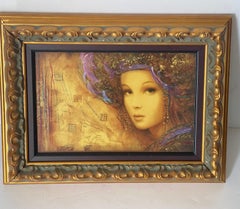 Akropolis Damalia Chromolithographie en couleurs dans un cadre doré