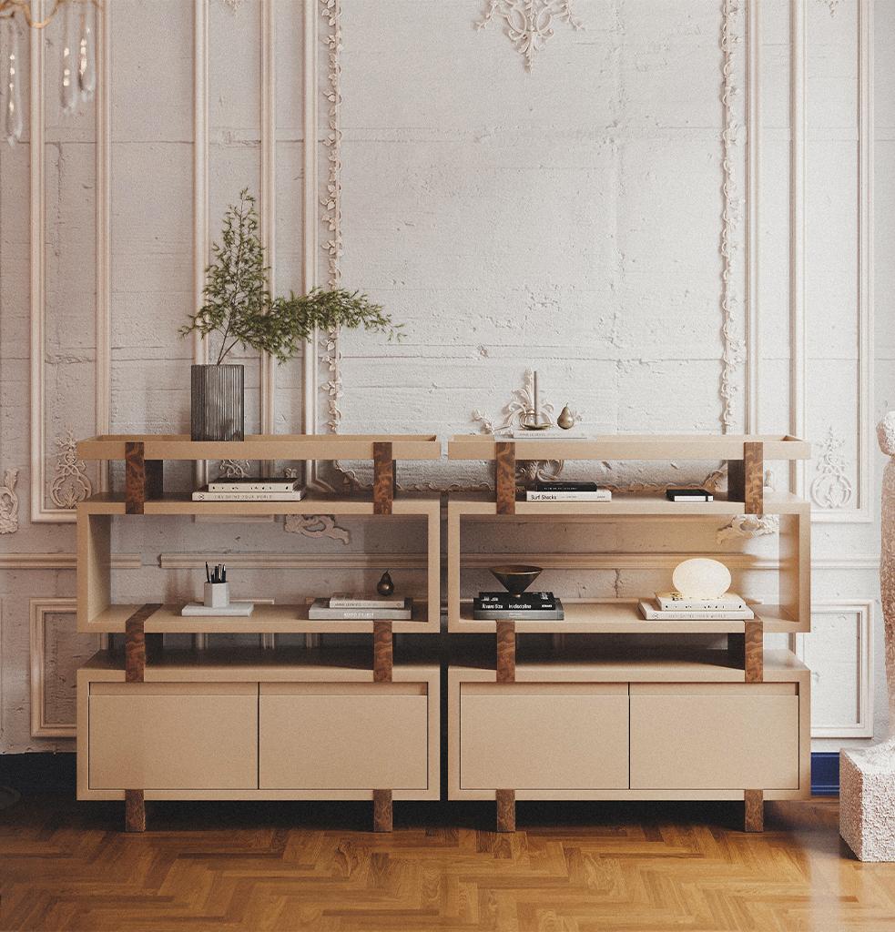 Woodwork Aks Bookshelf - Beige by Hermhaus For Sale