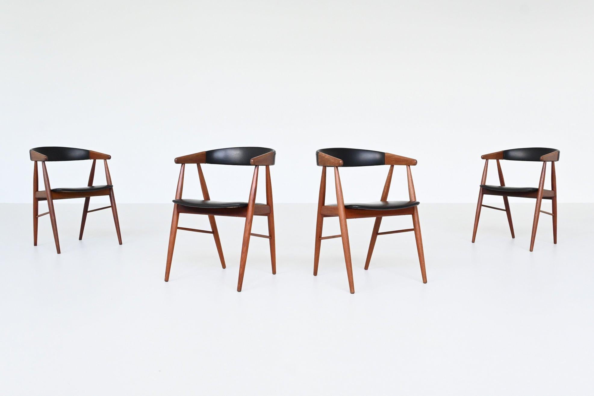 Scandinavian Modern Aksel Bender Madsen and Ejnar Larsen dining chairs in teak Denmark 1960 For Sale