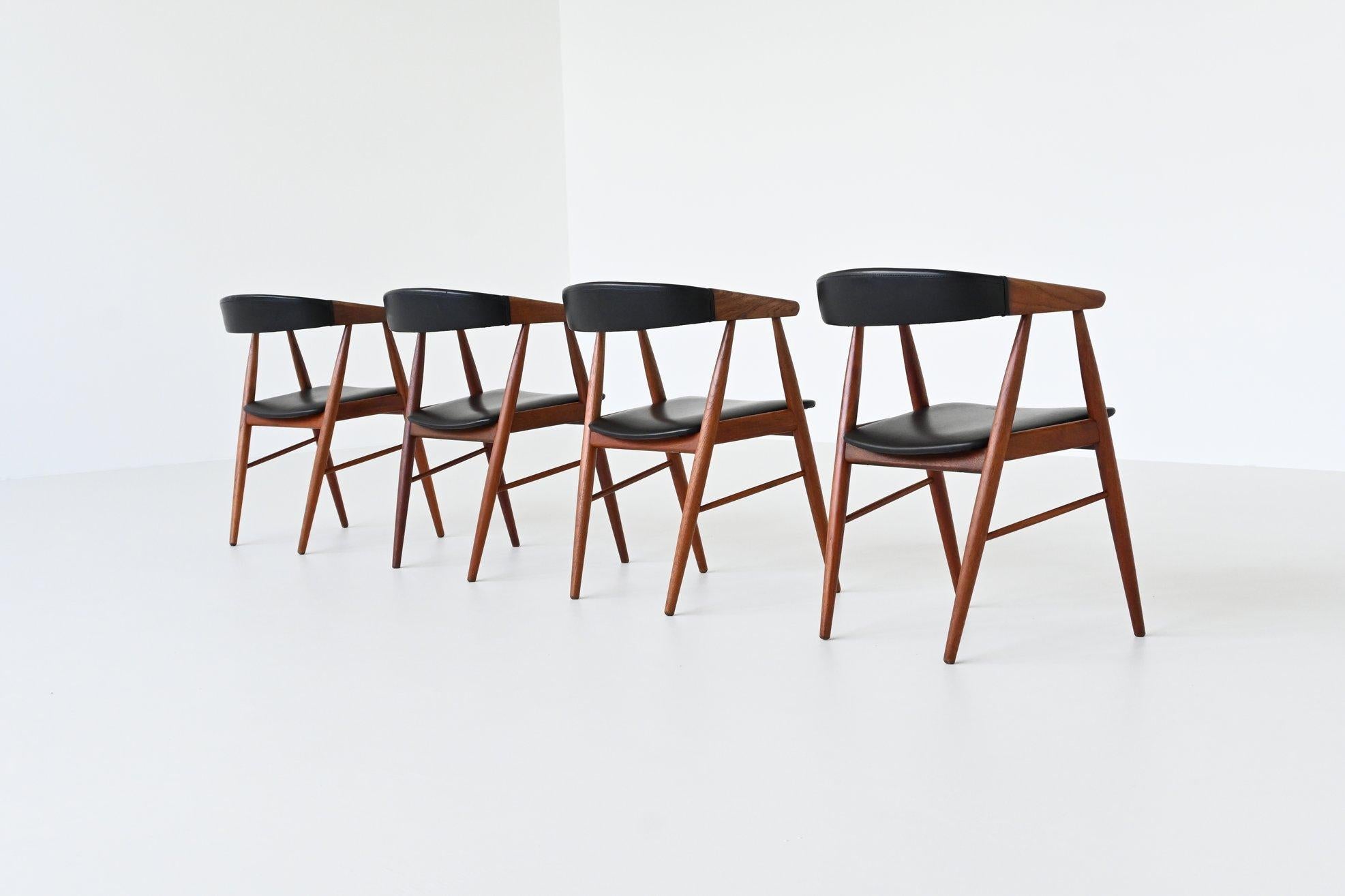 Aksel Bender Madsen and Ejnar Larsen dining chairs in teak Denmark 1960 In Good Condition For Sale In Etten-Leur, NL