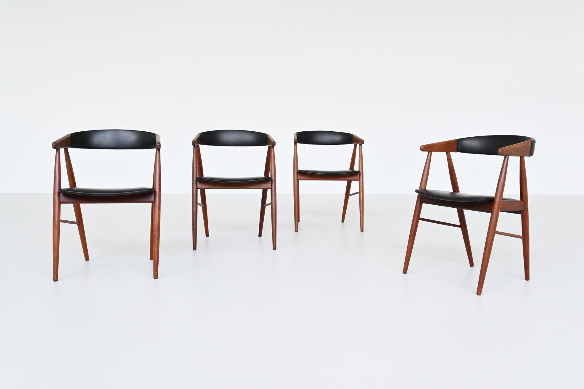 Mid-20th Century Aksel Bender Madsen and Ejnar Larsen dining chairs in teak Denmark 1960 For Sale