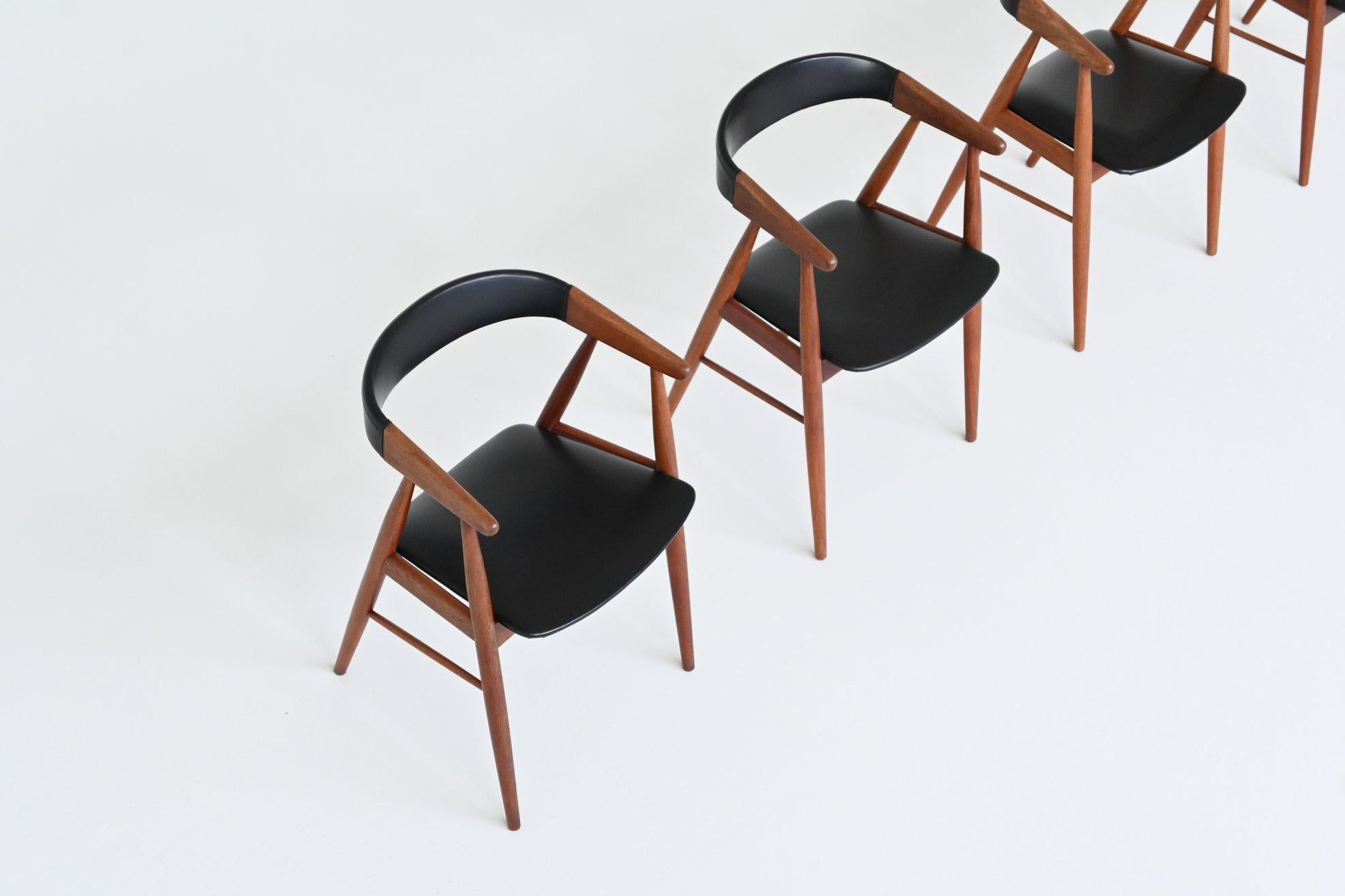 Aksel Bender Madsen and Ejnar Larsen dining chairs in teak Denmark 1960 For Sale 1