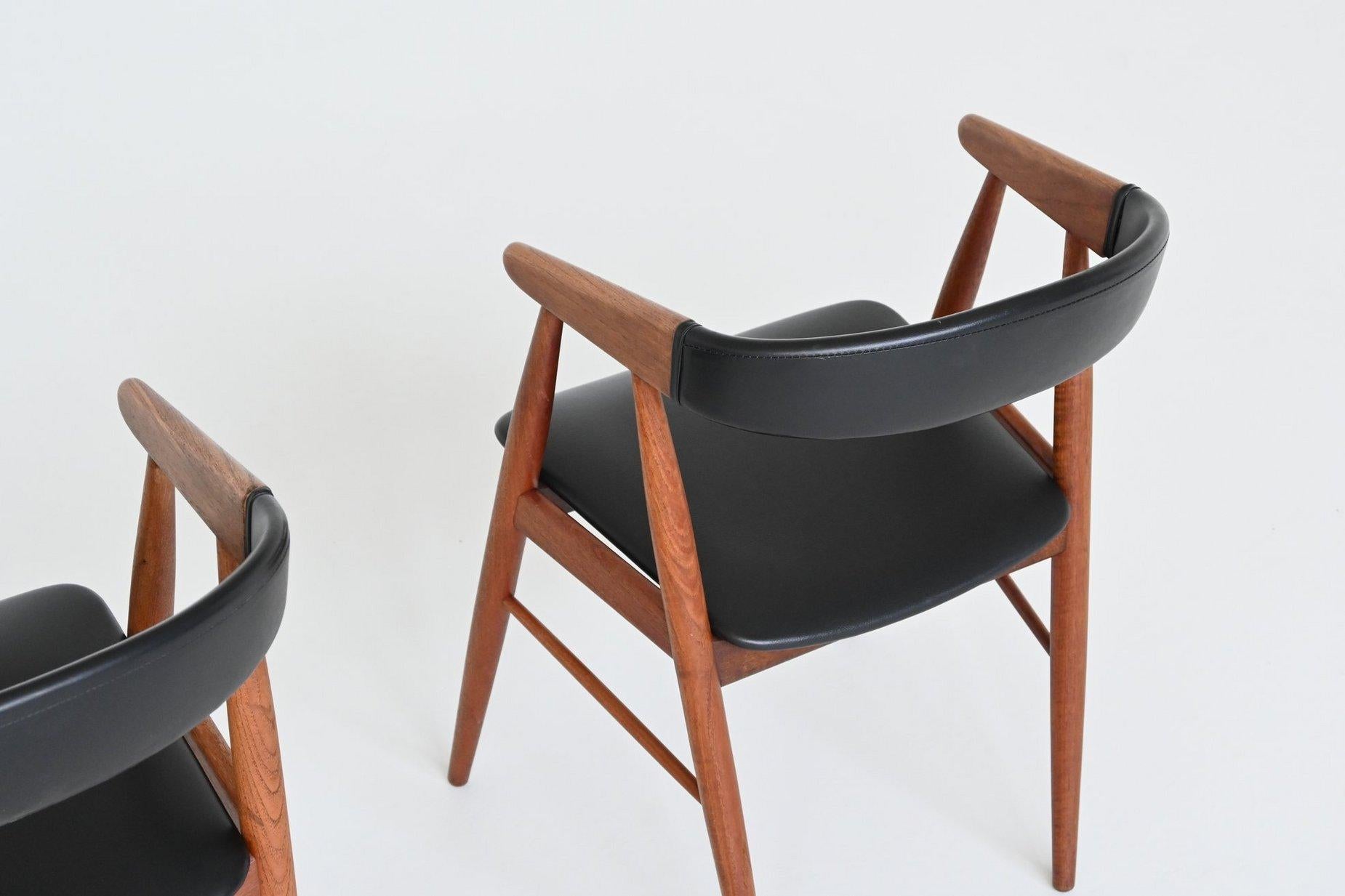 Aksel Bender Madsen and Ejnar Larsen teak dining chairs Denmark 1960 For Sale 3