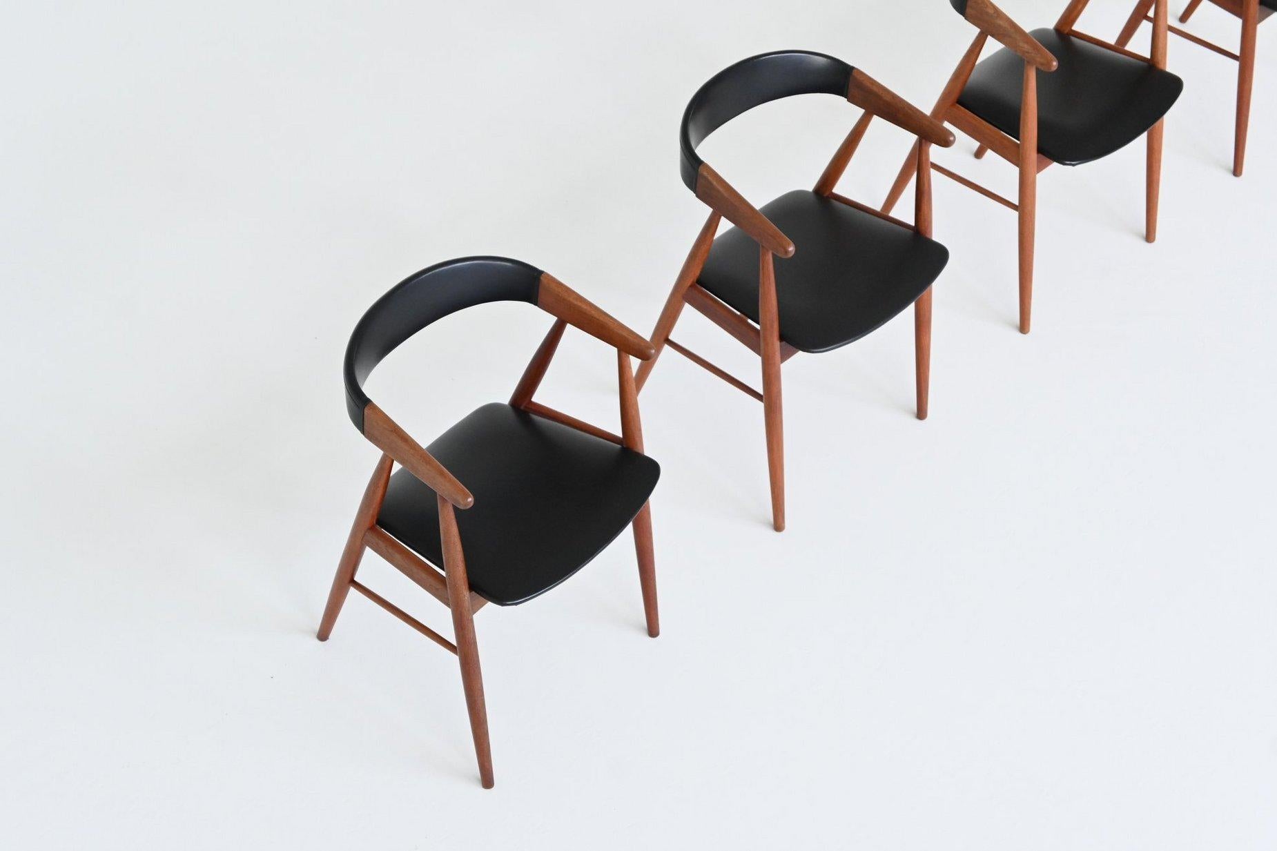 Aksel Bender Madsen and Ejnar Larsen teak dining chairs Denmark 1960 For Sale 1