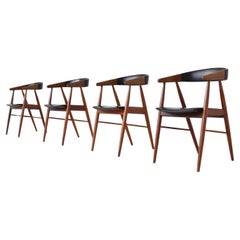 Aksel Bender Madsen and Ejnar Larsen teak dining chairs Denmark 1960