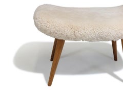 Aksel Bender Madsen Danish Ottoman Bench in New Shearling