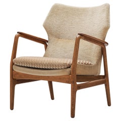 Aksel Bender Madsen for Bovenkamp Lounge Chair in Oak and Beige Velvet