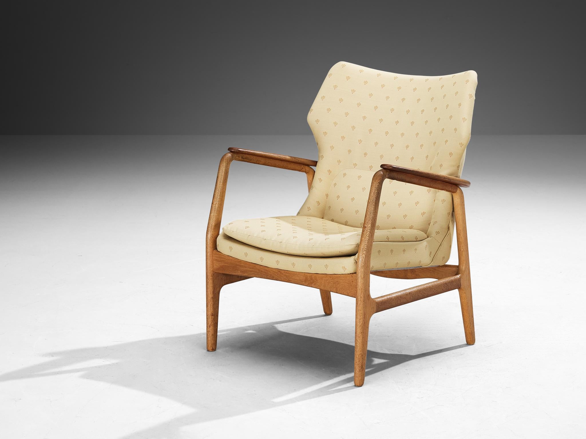 Dutch Aksel Bender Madsen for Bovenkamp Lounge Chair in Oak and Yellow Upholstery