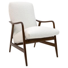 Aksel Bender Madsen for Bovenkamp Teak Lounge Chair in Soft White Chenille, 60s