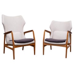 Aksel Bender Madsen Karen pair wingback chairs Bovenkamp Holland  1960