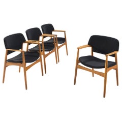 Vintage Aksel Bender Madsen for Fritz Hansen Set of Four Armchairs in Oak