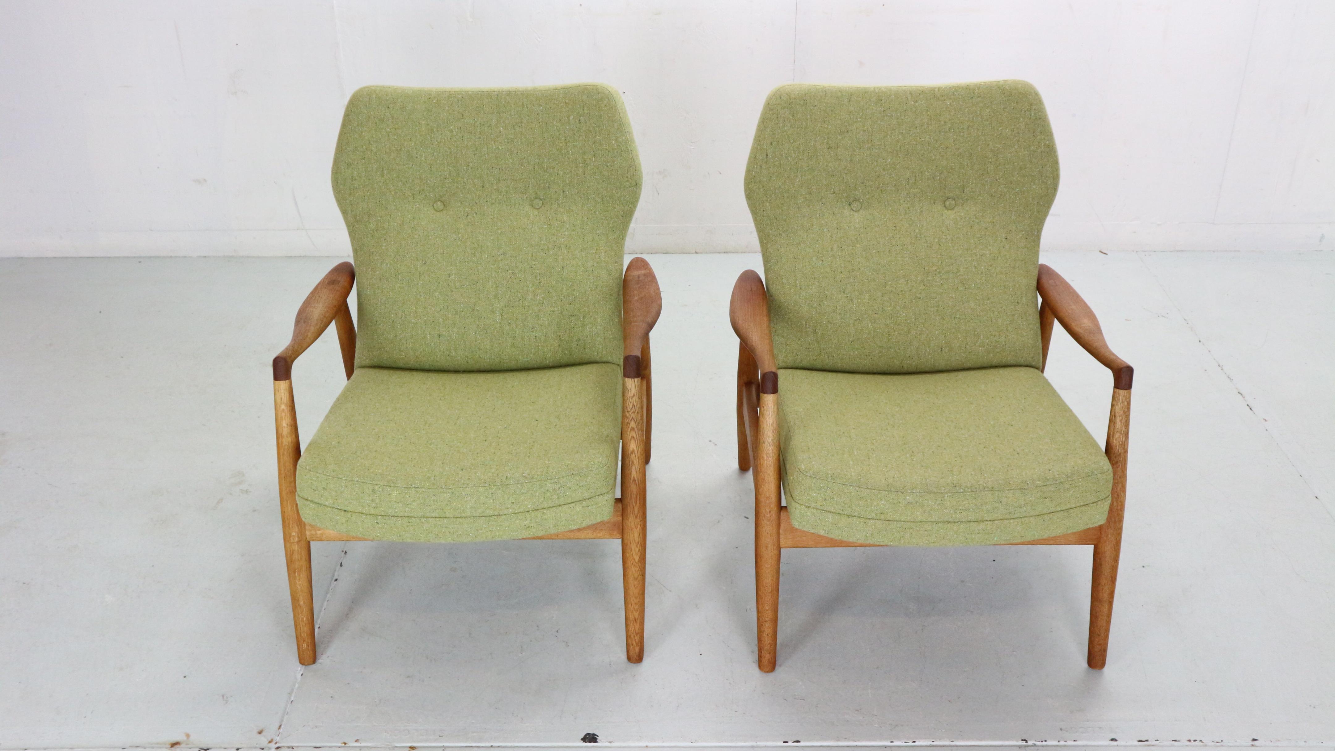 Scandinavian Modern Aksel Bender Madsen Wingback Set of 2 Lounge Chairs for Bovenkamp, 1950s