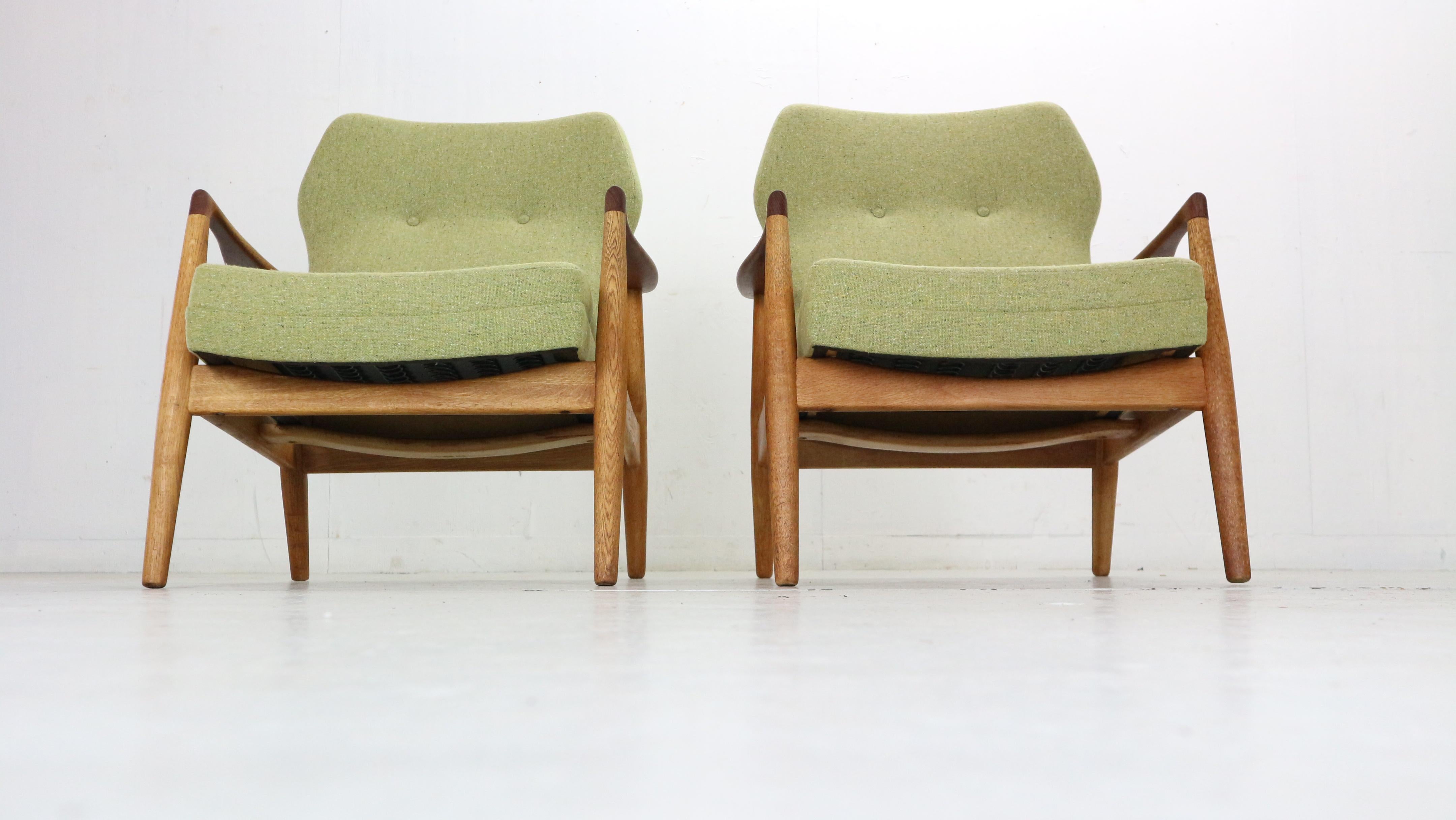 Dutch Aksel Bender Madsen Wingback Set of 2 Lounge Chairs for Bovenkamp, 1950s
