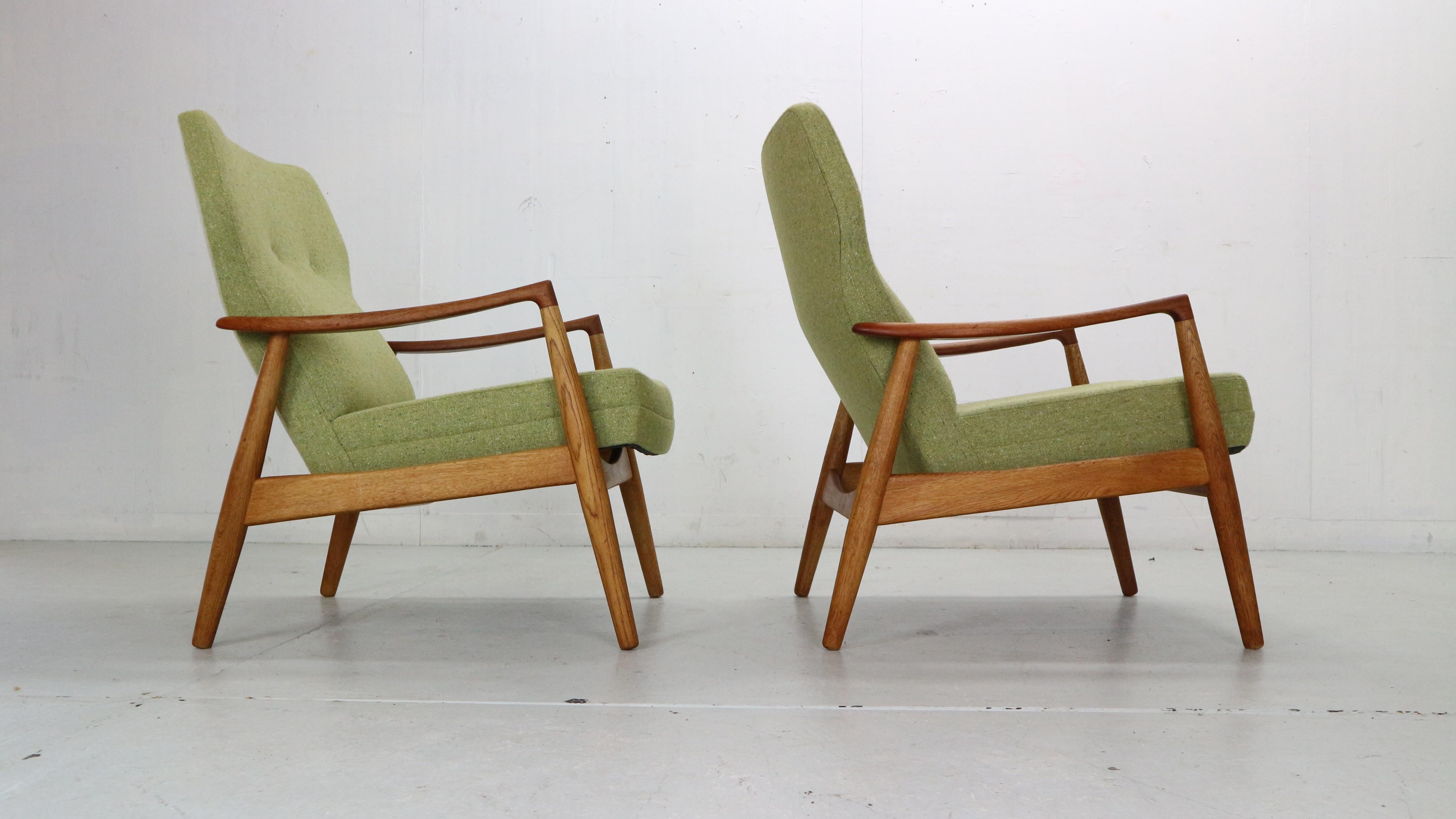 Wool Aksel Bender Madsen Wingback Set of 2 Lounge Chairs for Bovenkamp, 1950s