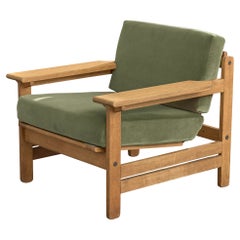 Aksel Dahl, Lounge Chair, Oak, Velvet, Denmark, 1960s