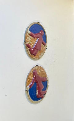 Aksel Hansen Surrealist Dancers - Wall Plaques in Glazed Stoneware, 1960s