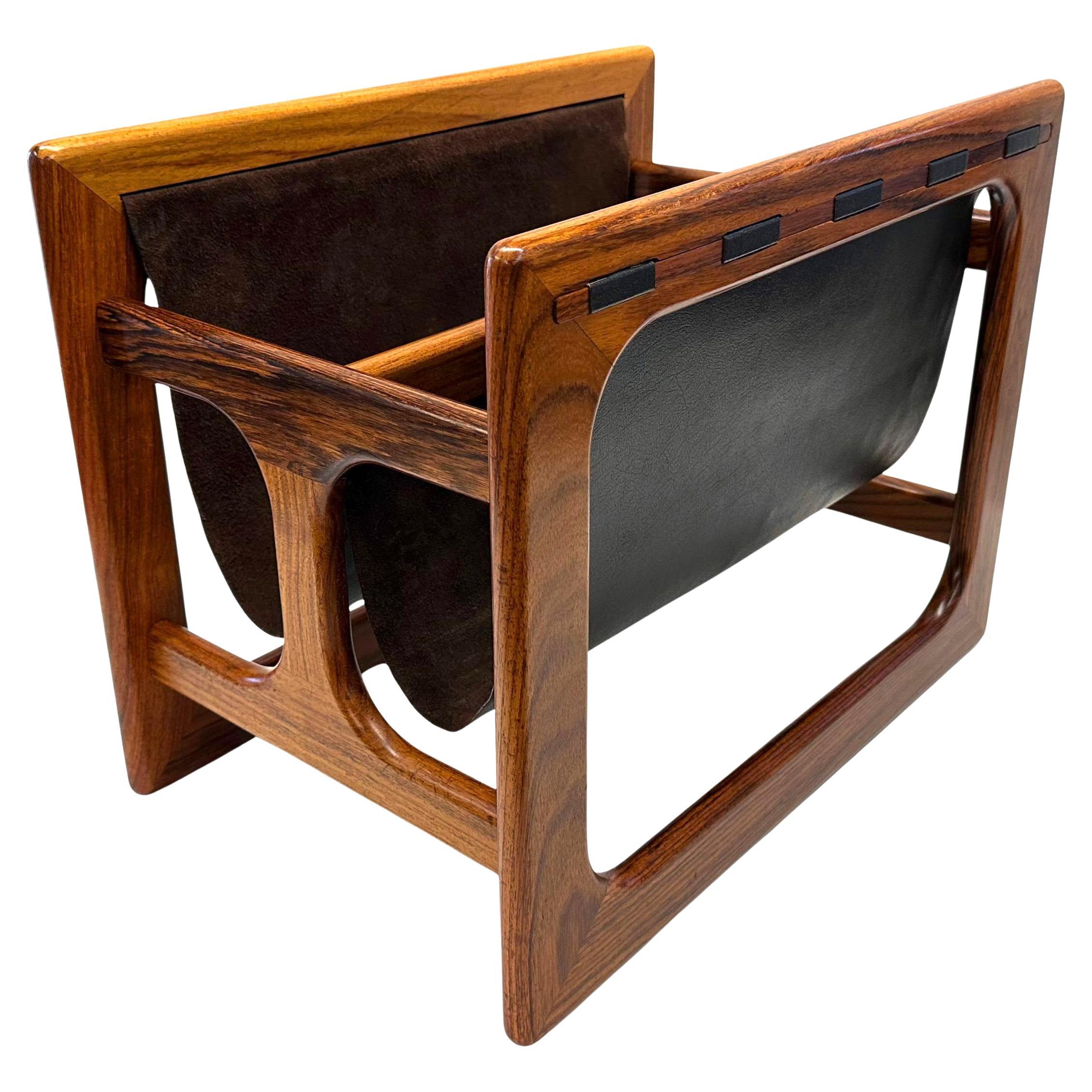 Aksel Kjersgaard Magazine Rack in Rosewood and Leather for Salin Møbelfabrik