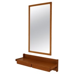 Miroir et trèfle en chêne Aksel Kjersgaard, design moderne danois, modèle 166, années 1960