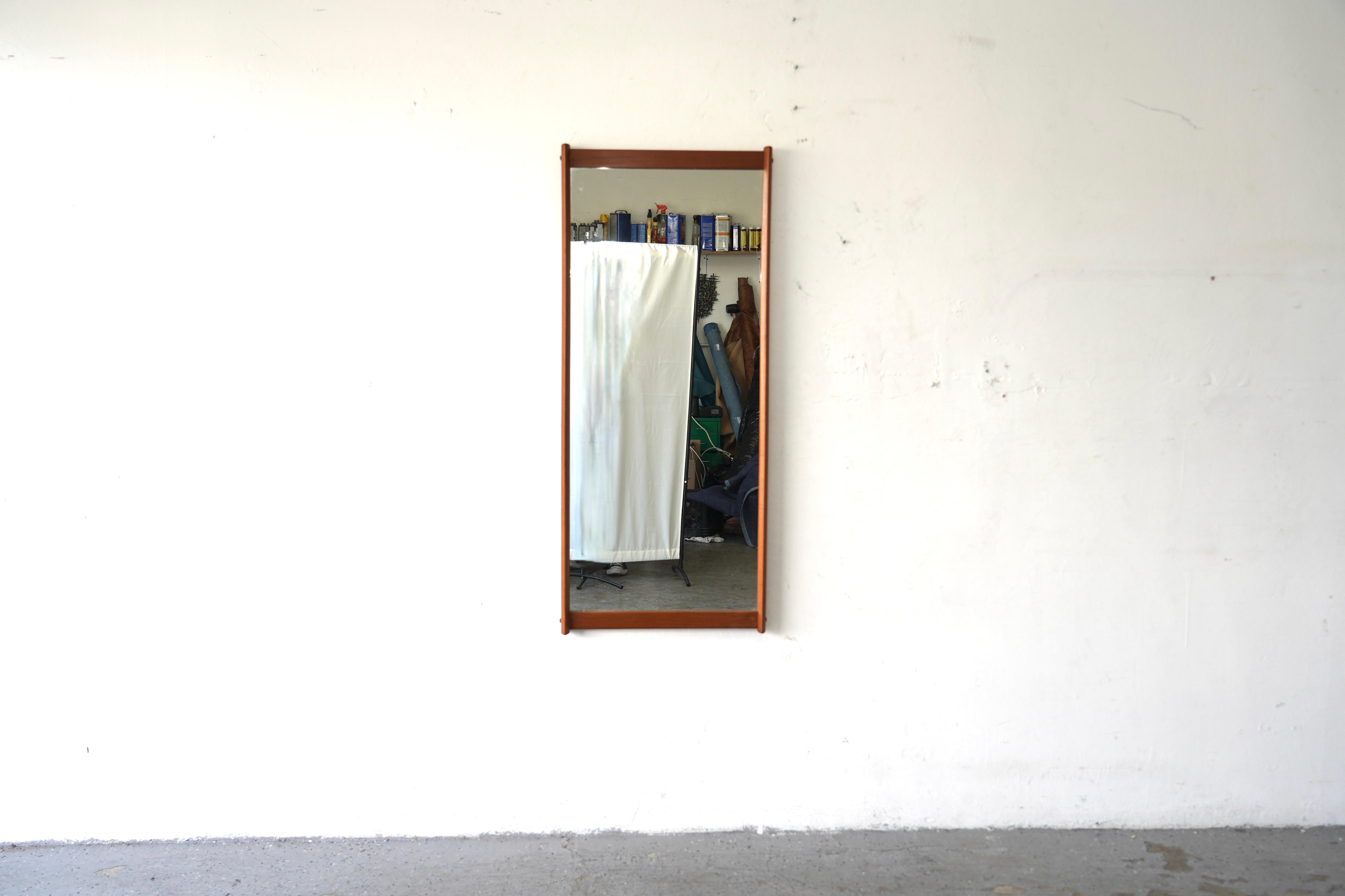 Mid-20th Century Aksel Kjersgaard Odder Model 220 Danish Modern Solid Teak Wall  Mirror For Sale