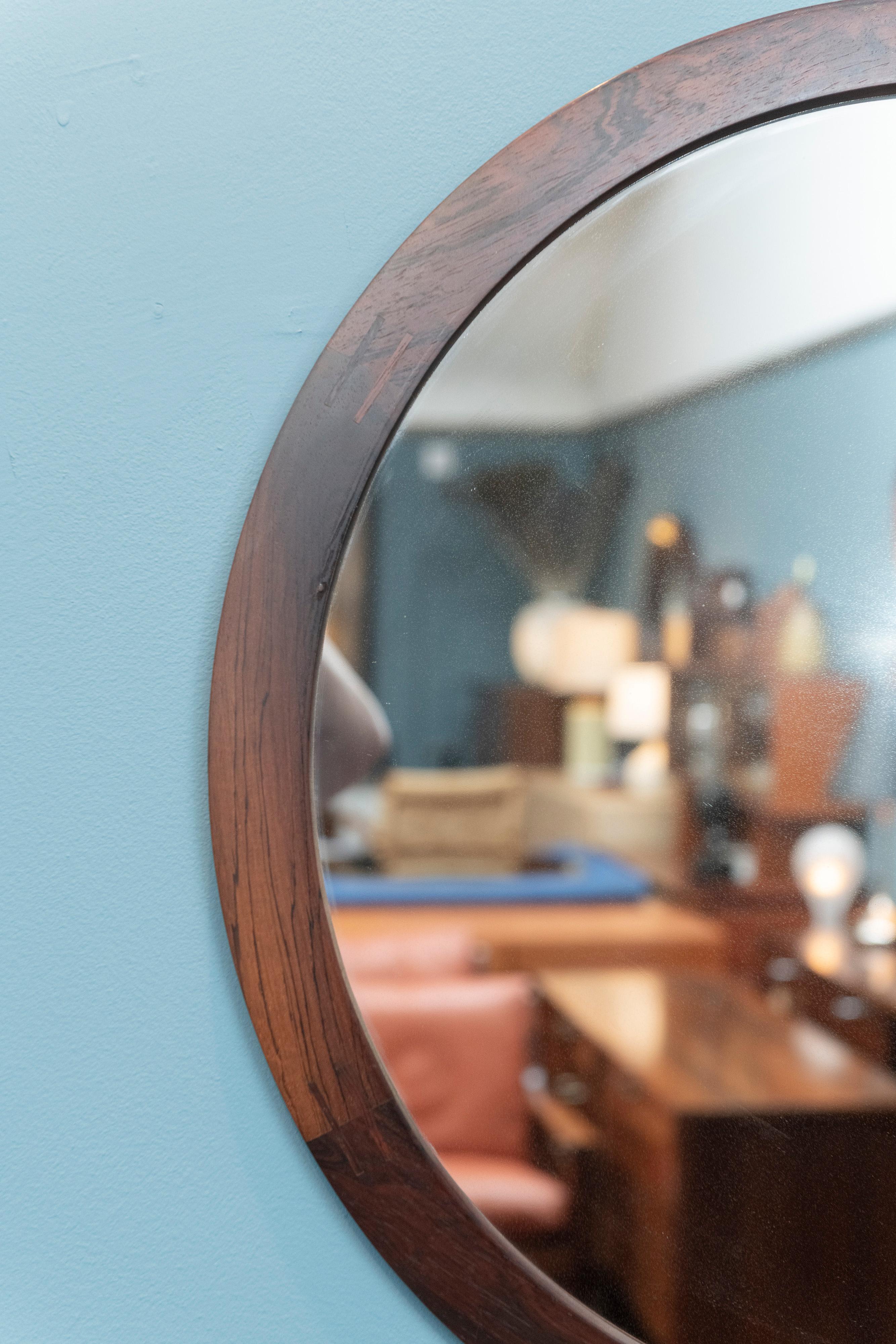 Danish Aksel Kjersgaard Rosewood Wall Mirror by Odder, Denmark For Sale