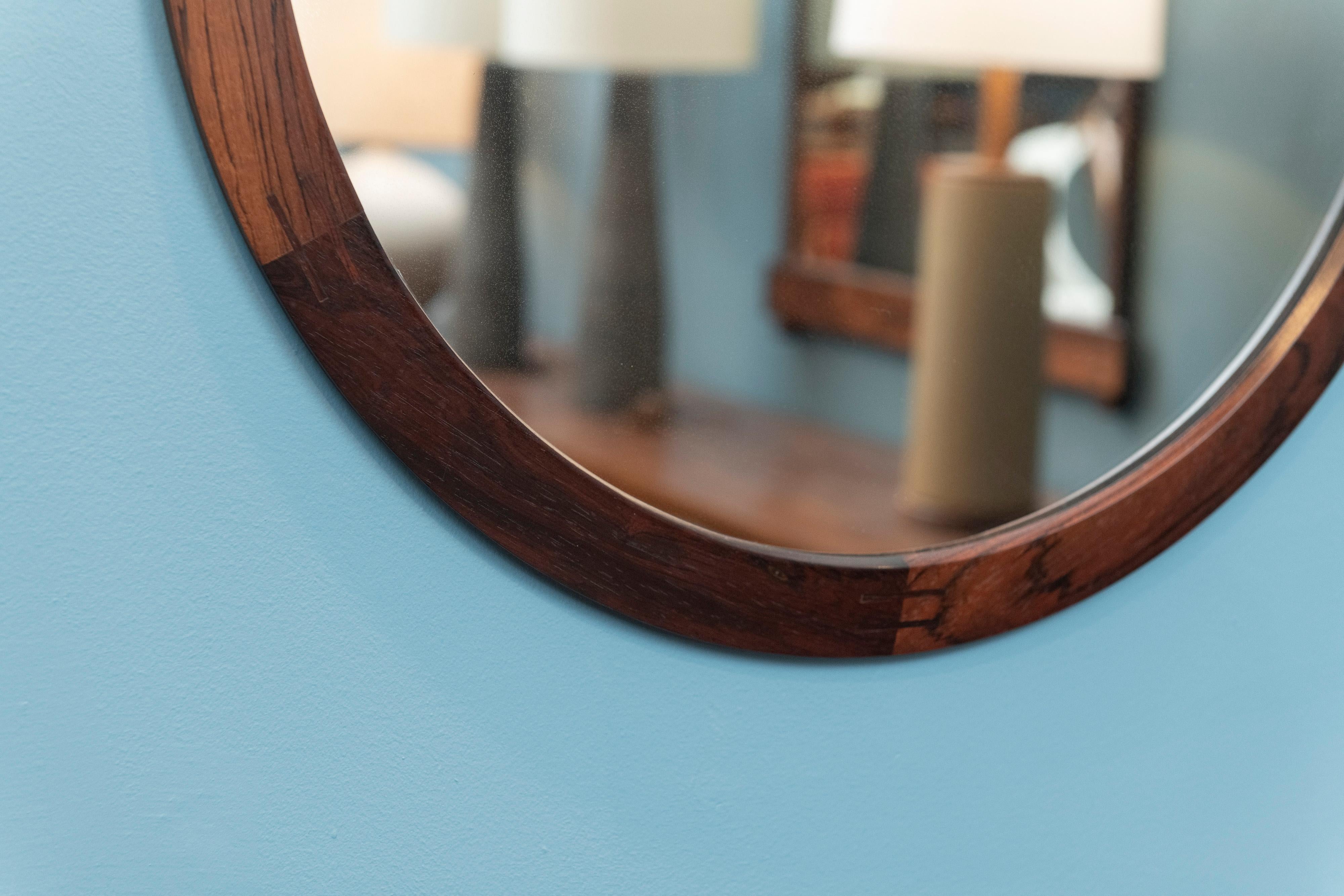 Aksel Kjersgaard Rosewood Wall Mirror by Odder, Denmark In Good Condition For Sale In San Francisco, CA