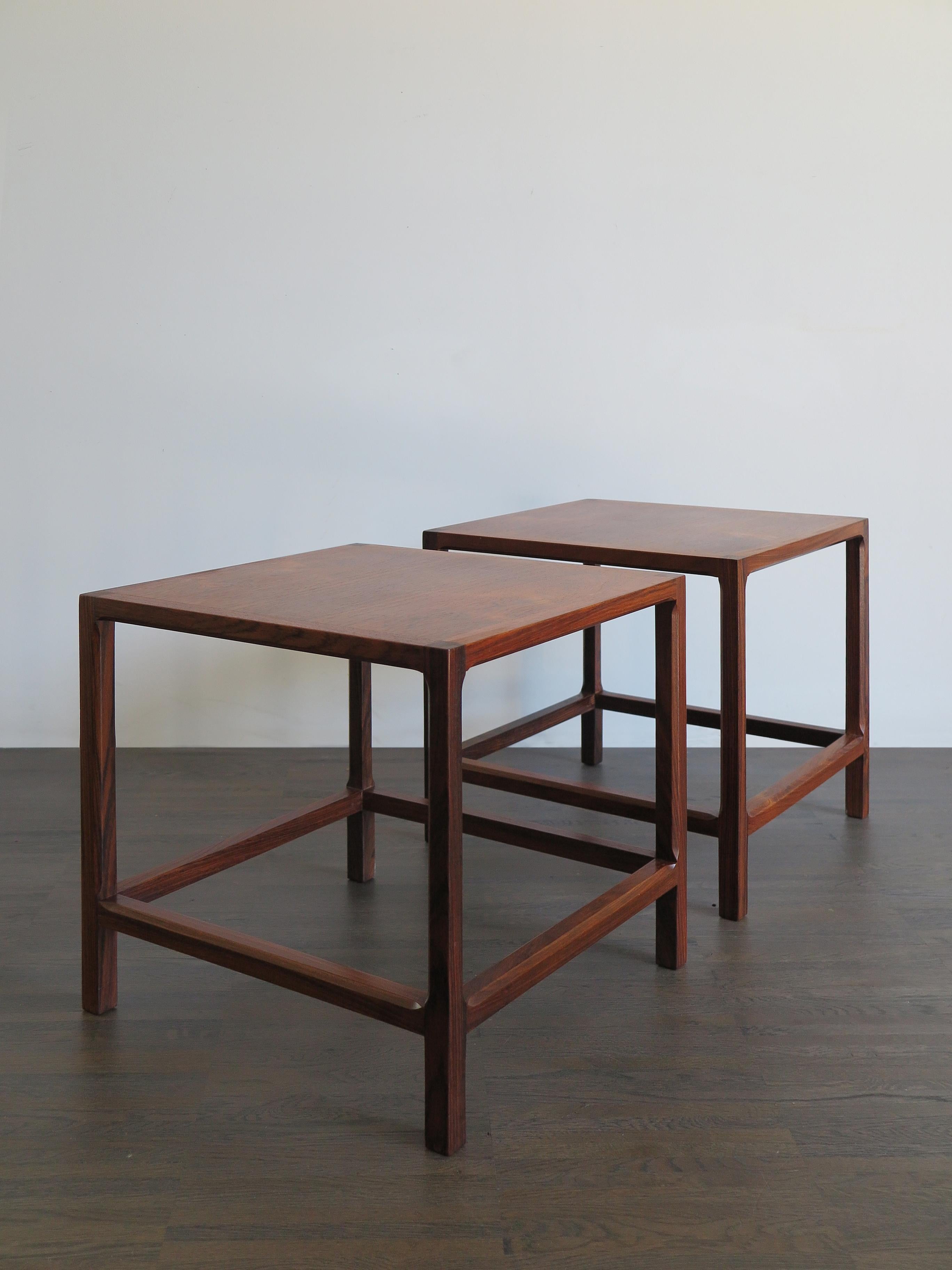 Aksel Kjersgaard Scandinavian Dark Wood Nightstands or Coffee Tables, 1950s In Good Condition In Reggio Emilia, IT