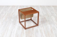 Expertly Restored - Aksel Kjersgaard Teak Side Table with Magazine Leather Pouch