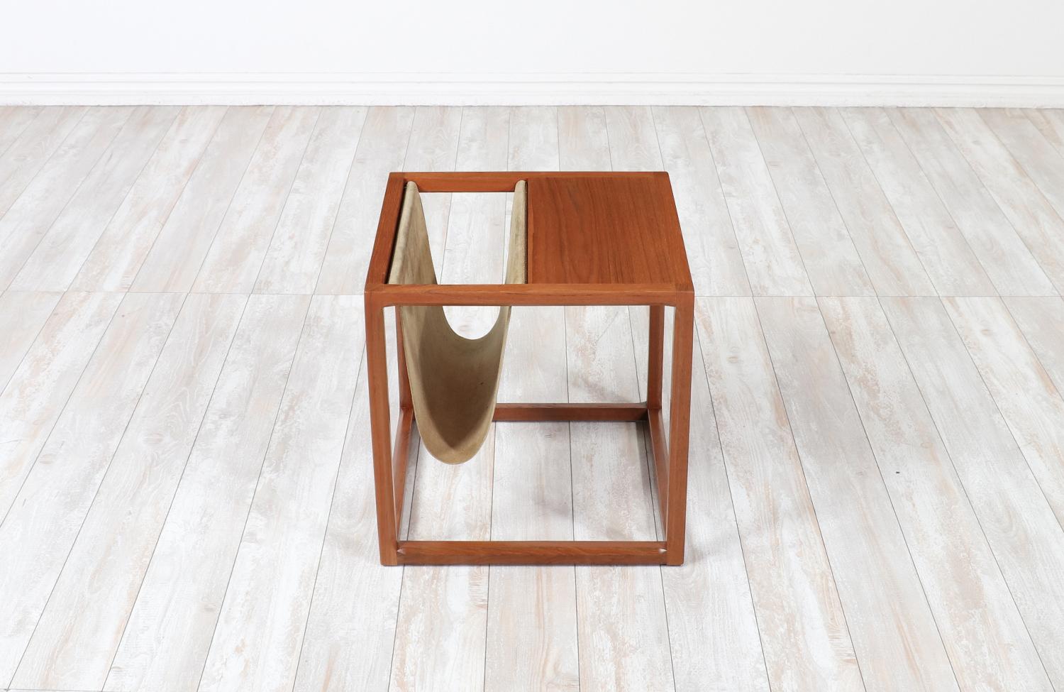 Mid-Century Modern Expertly Restored - Aksel Kjersgaard Teak Side Table with Magazine Leather Pouch For Sale