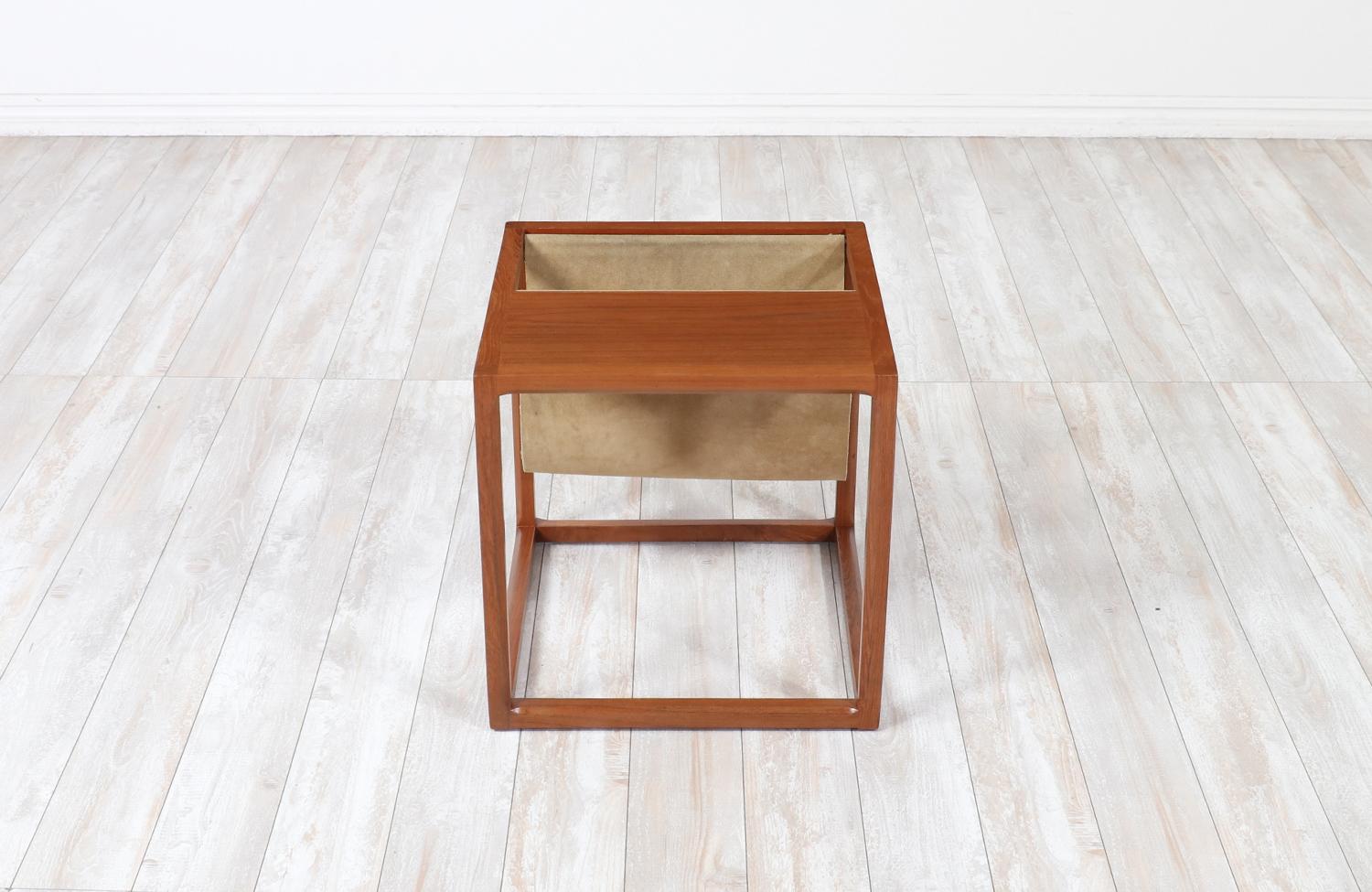 Danish Aksel Kjersgaard Teak Side Table with Magazine Leather Pouch For Sale