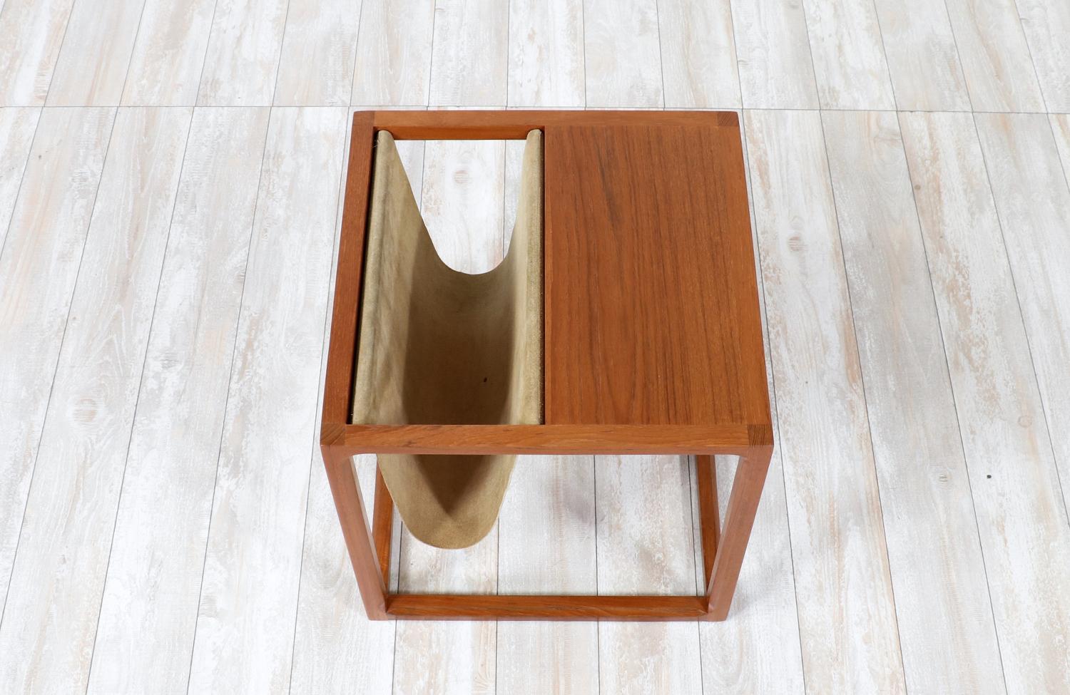 Aksel Kjersgaard Teak Side Table with Magazine Leather Pouch For Sale 1
