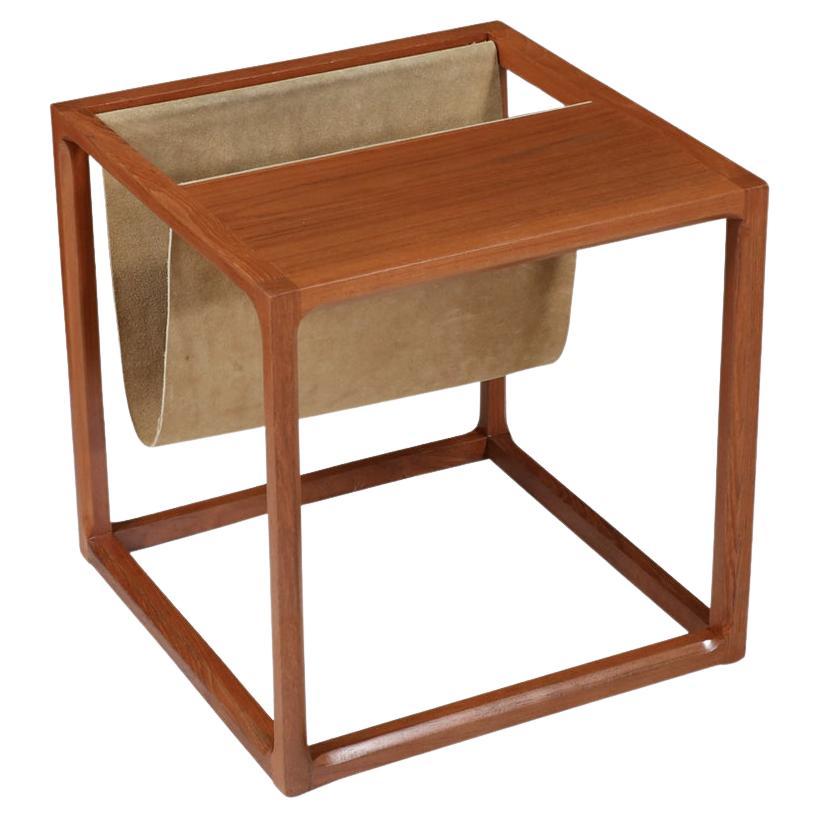 Aksel Kjersgaard Teak Side Table with Magazine Leather Pouch For Sale