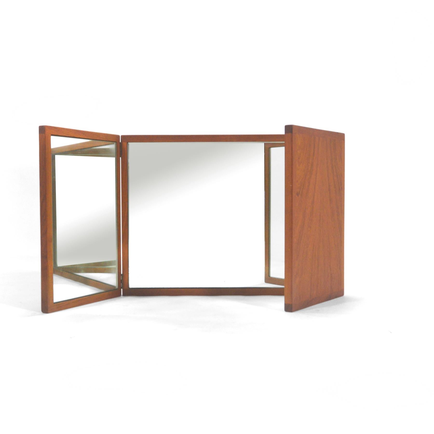 Mid-20th Century Aksel Kjersgaard Teak Tri-fold Vanity Mirror