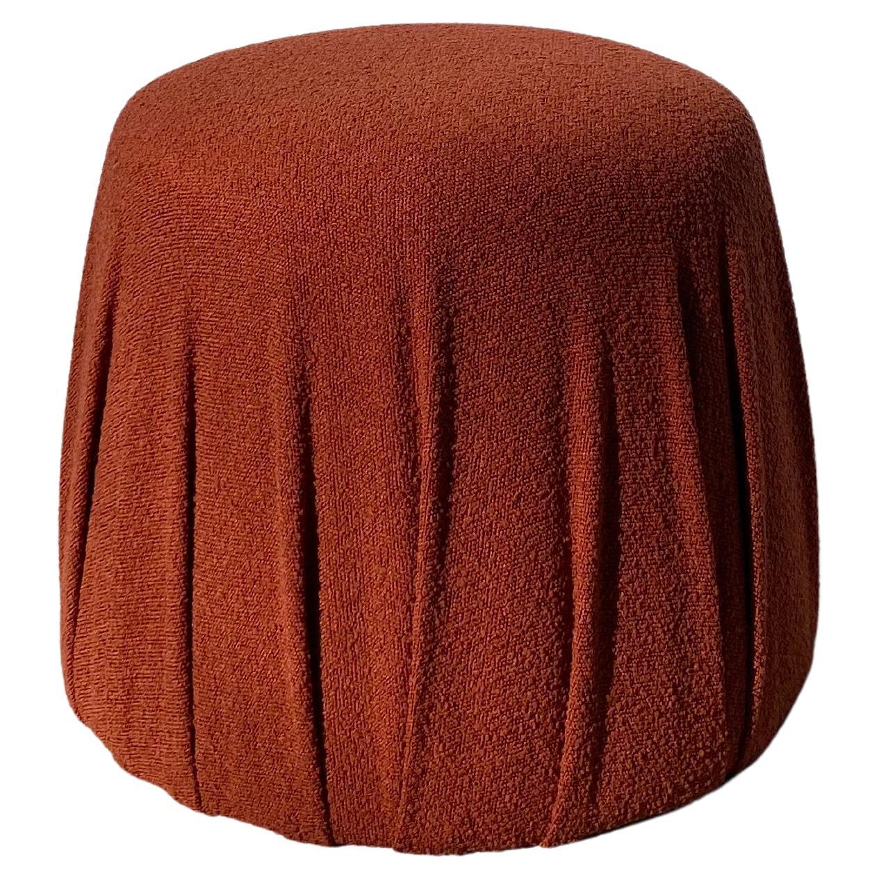 Aksel Large Pouf/Tabouret-Orange Boucle en vente