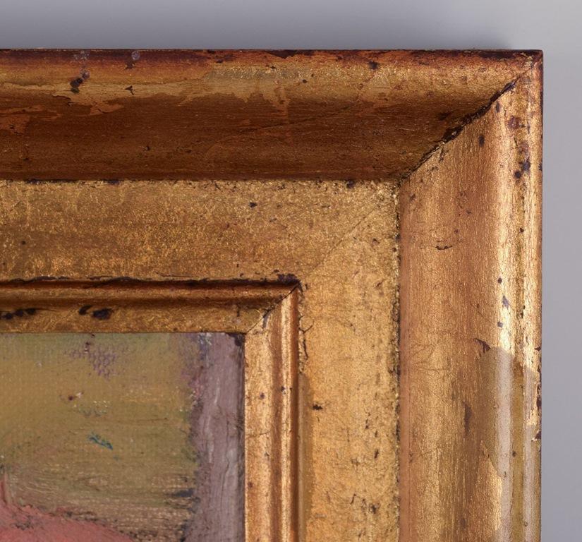 Aksel Møller, dänischer Künstler. Öl auf Leinwand. Marktszene mit Menschen. (Mitte des 20. Jahrhunderts) im Angebot