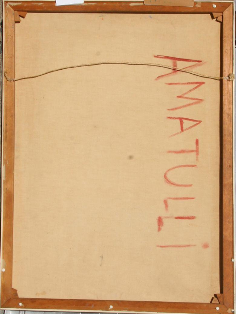 Frau mit Blume und Vogel, psychedelisches Ölgemälde von Al Amatulli im Angebot 1