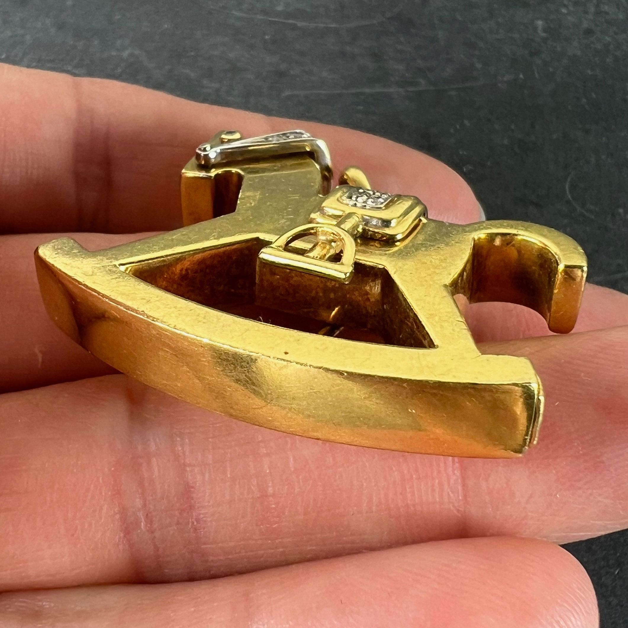 Al Angiolino & Zogno Large Rocking Horse 18K Yellow White Gold Diamond Pendant For Sale 8